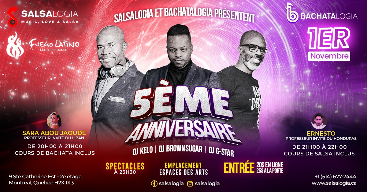 5ème ANNIVERSAIRE SalsaLOGIA Vendredi 1er Novembre