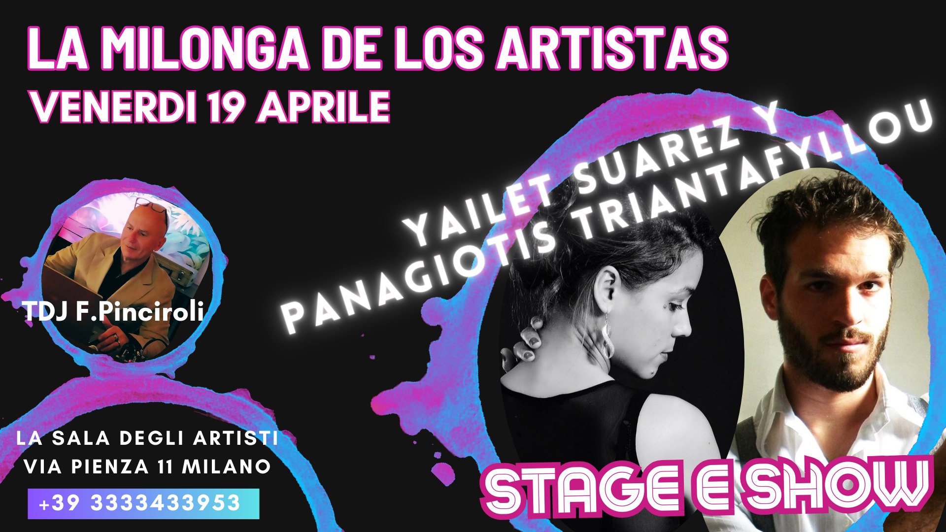 19 aprile MILONGA DE LOS ARTISTAS bailan SUAREZ PANAGIOTIS