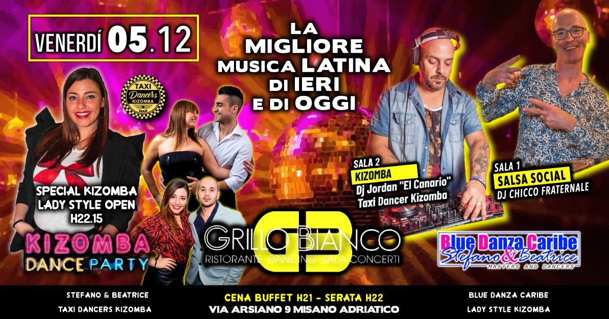 Venerdรฌ 5 Dicembre_Salsa Social y Kizomba Dance Party_Grillo Bianco Misano Adriatico