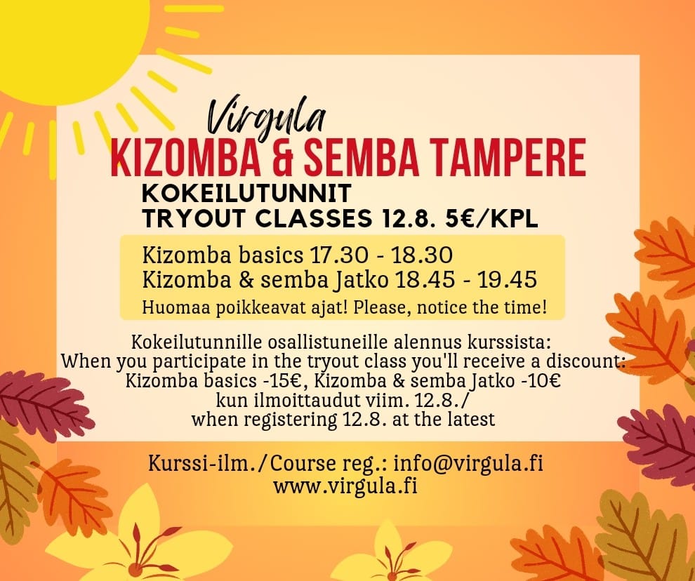 Virgulan kizomban kokeilutunnit Virgulan kizomba tryout classes