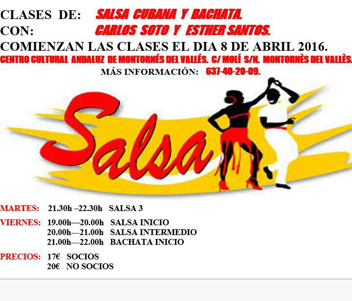Clases de salsa y Bachata trimestre de abril-mayo-junio