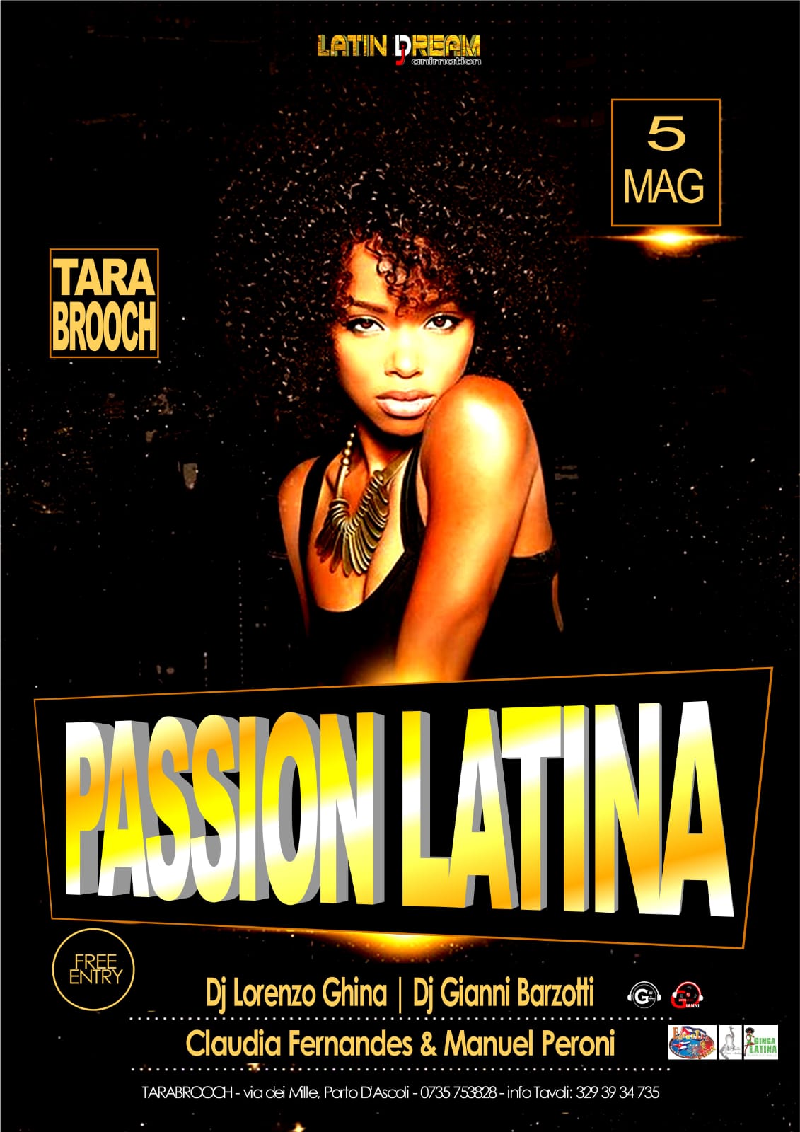 Giovedì 5 Maggio Tarabrooch Passion Latina By LATIN DREAM Animation