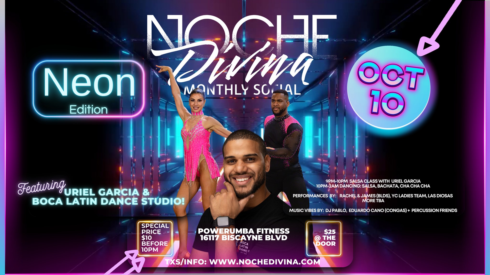Noche Divina Salsa Bachata OCTOBER 10th- NEON edition