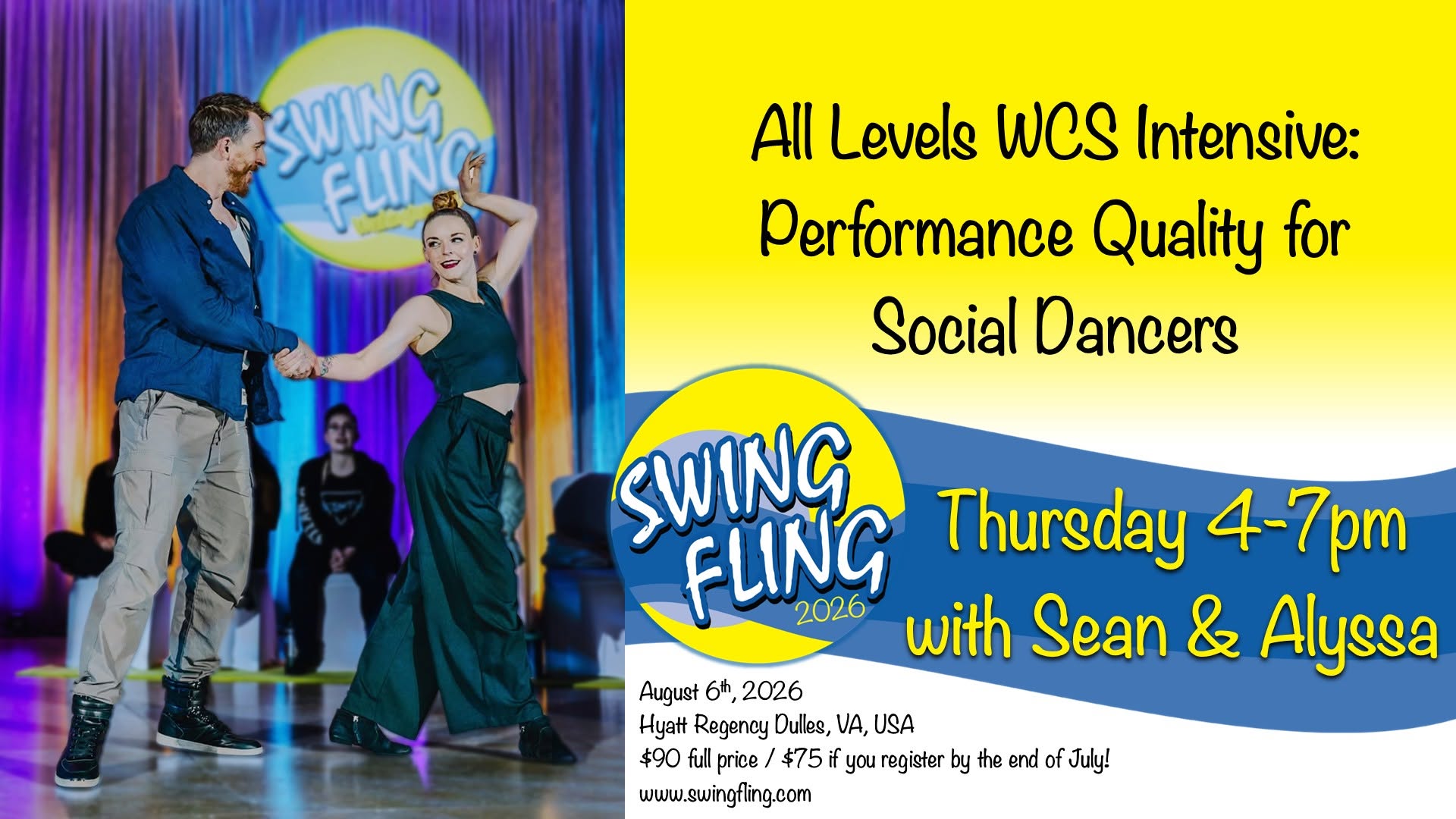 "Performance Quality for Social Dancers" - a WCS Intensive with Sean & Alyssa at Swing Fling 2026