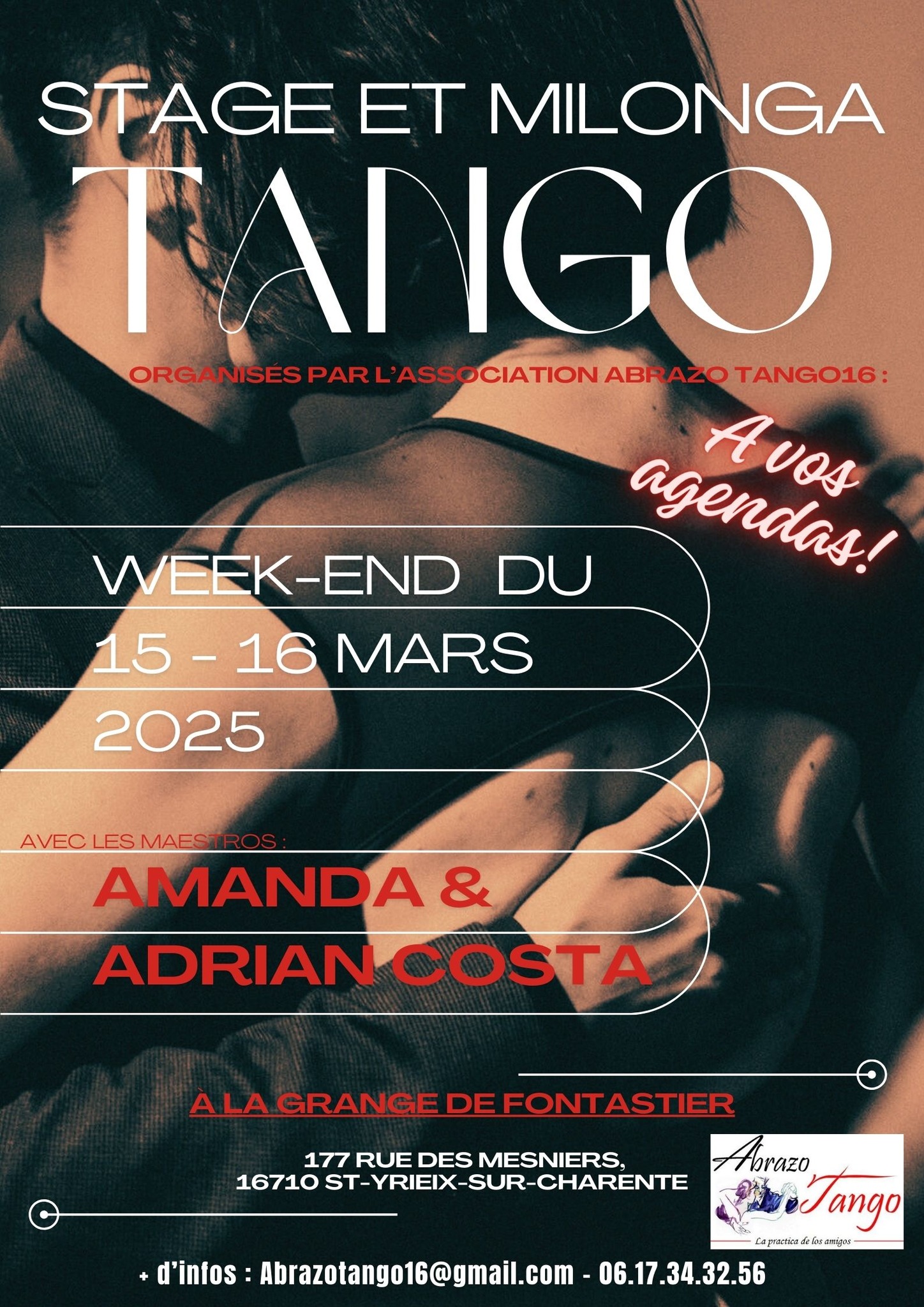 Stage de Tango Argentin et Milonga - WE du 15 16 mars 2025