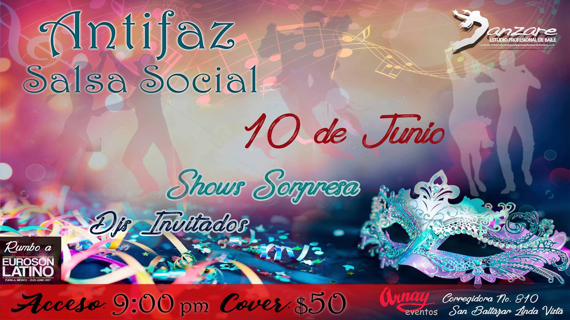 Danzare Antifaz Salsa Social