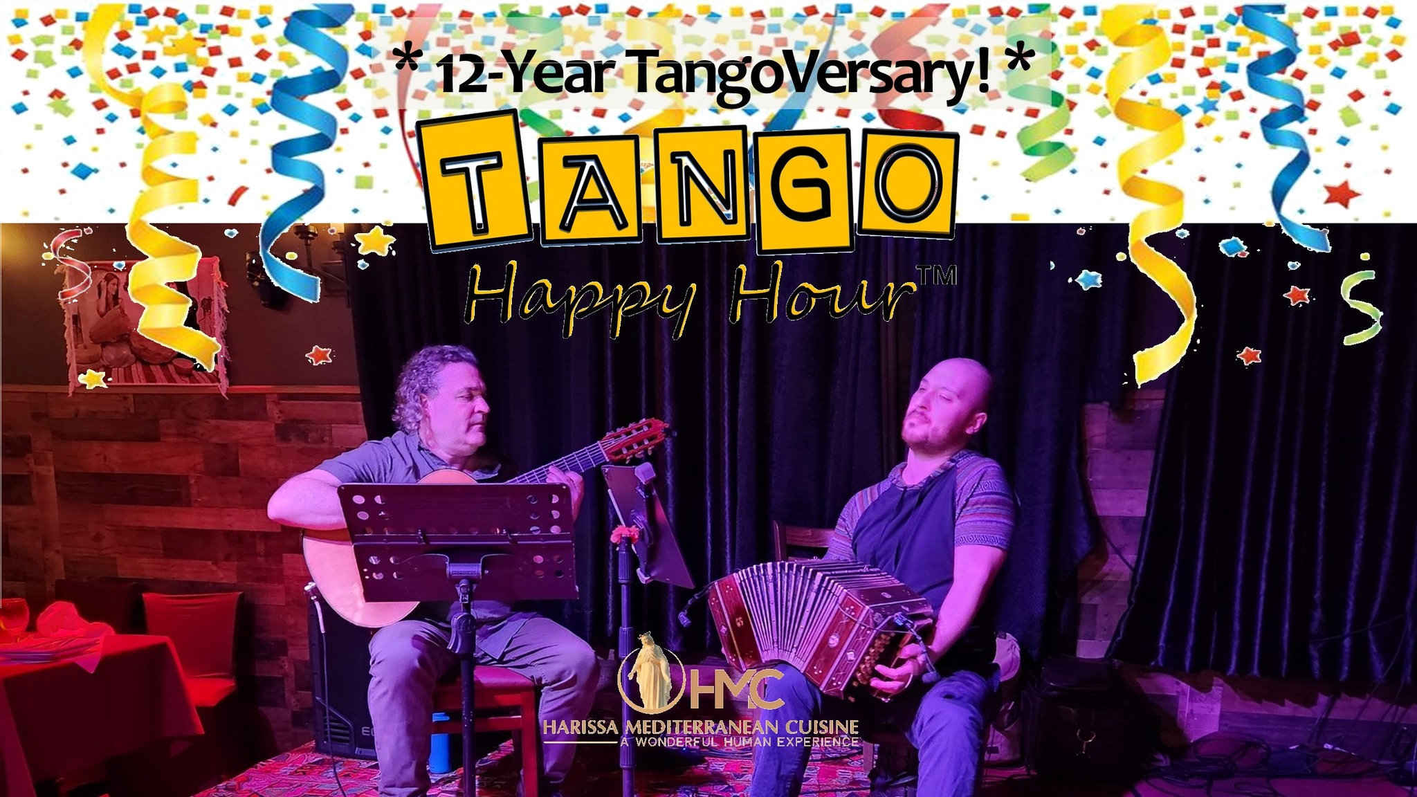 TangoHappyHour *12-Year TangoVersary* w live music & drop-in lesson!