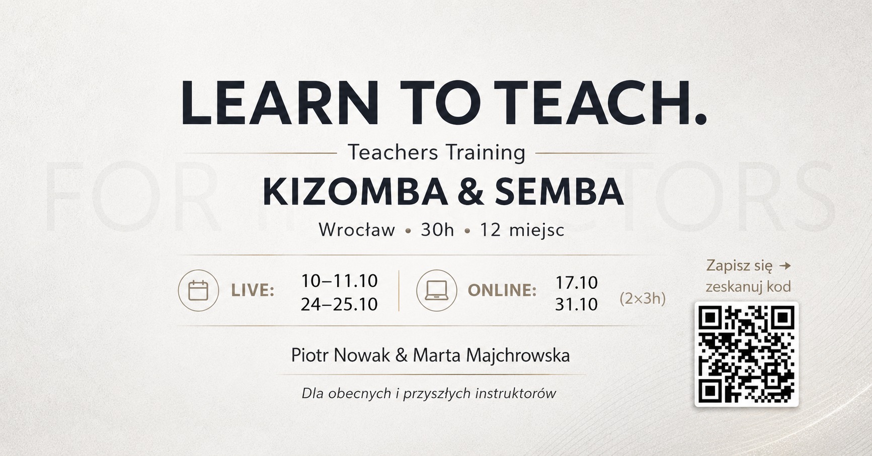 Learn to Teach - Kizomba & Semba I Szkolenie metodyczne dla instruktorów