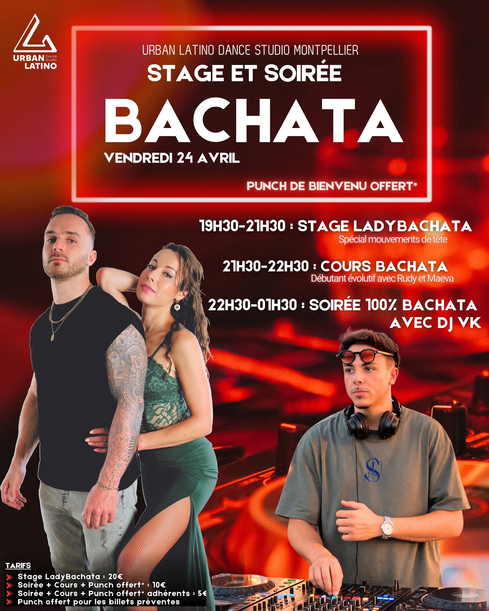 Stages et soirée Bachata avec Rudy Maeva et Dj VK - VENDREDI 24 AVRIL