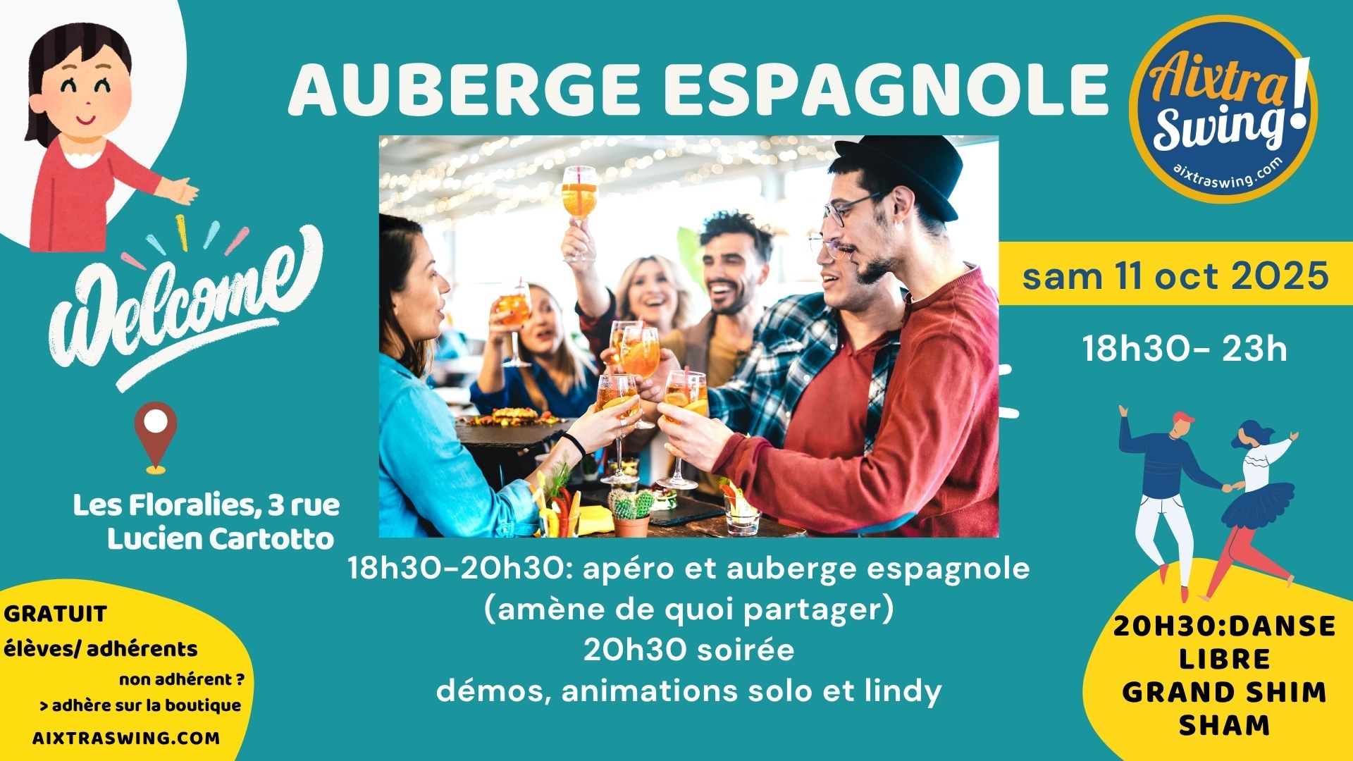 Auberge espagnole de bienvenue et soirée swing