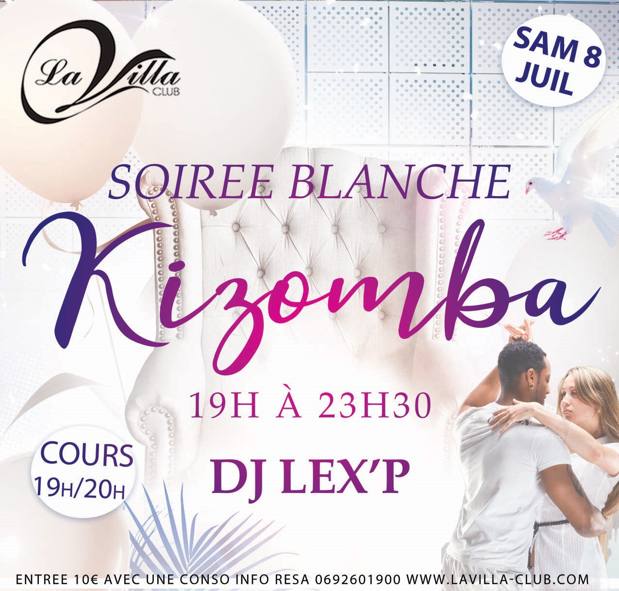 KIZOMBA à La Villa Club Soirée Blanche Samedi 8 juillet de 19h à 23h30