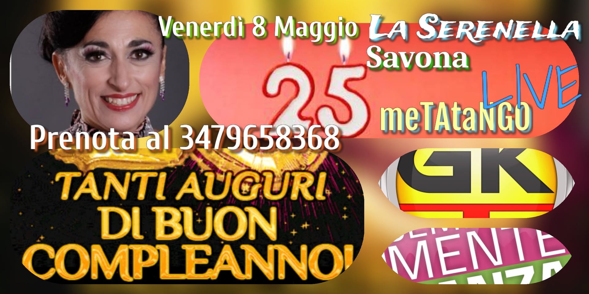 La Serenella: festa 25° Gioki Tango. 21h Aperitango+22h-23h musica dal vivo+tango con Mateito