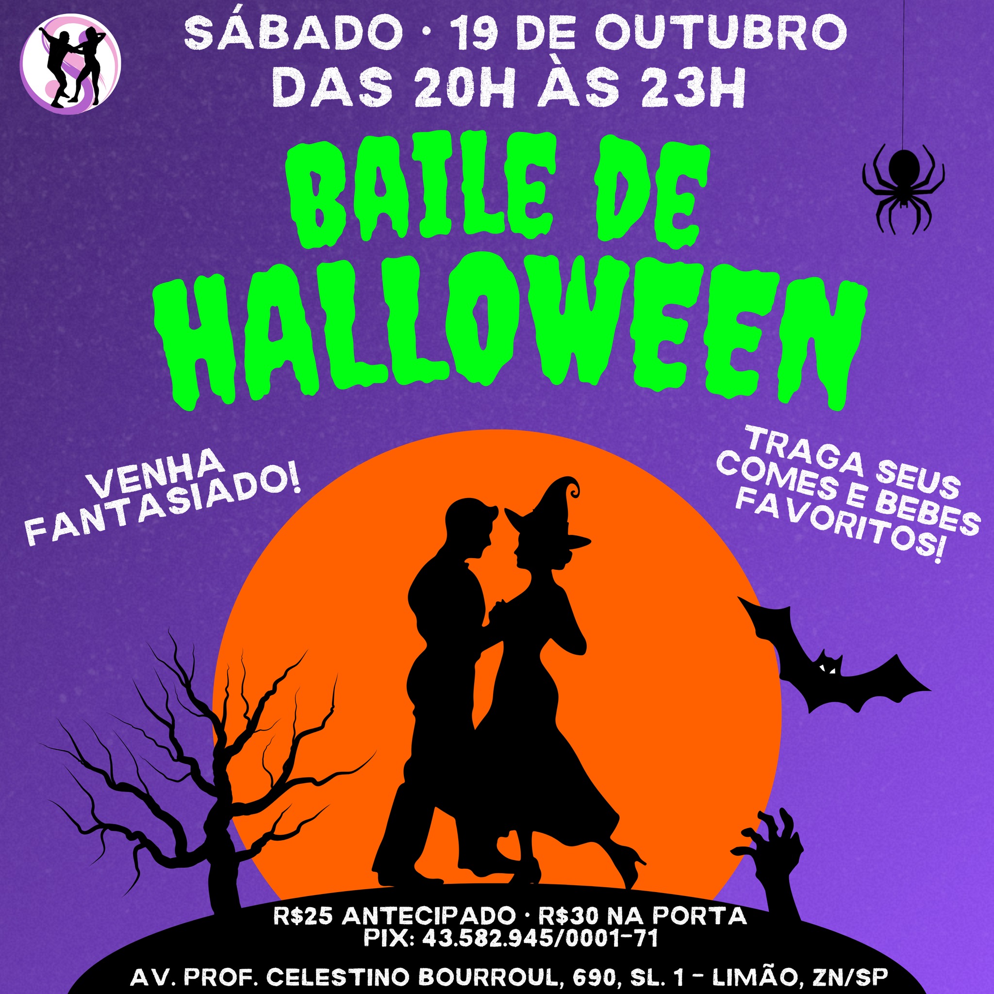 WORKSHOP ZOUK INICIANTE & BAILE DE HALLOWEEN 🎃💜