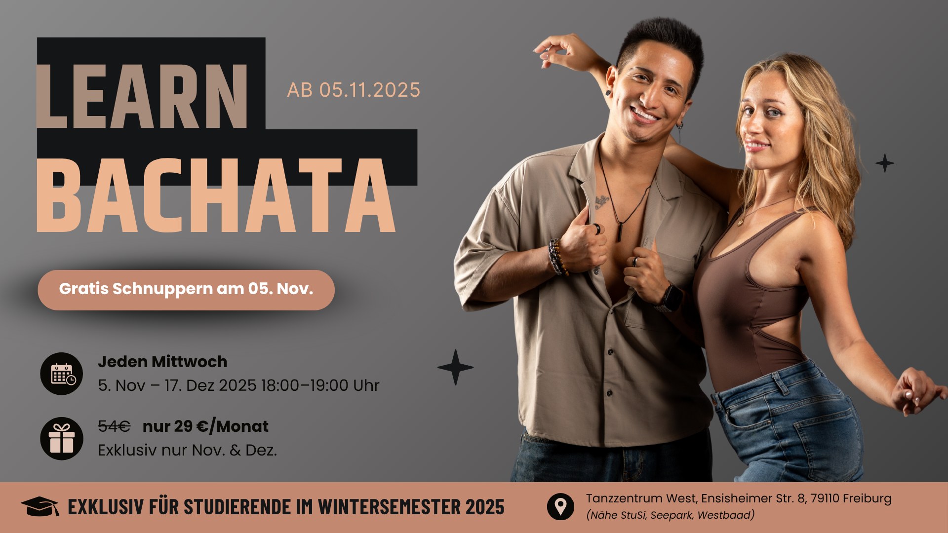 🎓 Student Special Wintersemester Bachata A1 Gratis Schnupperstunde