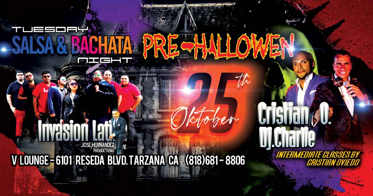 Pre-Halloween Salsa and Bachata with Invasion Latina at V Lounge Latin Tuesdays!