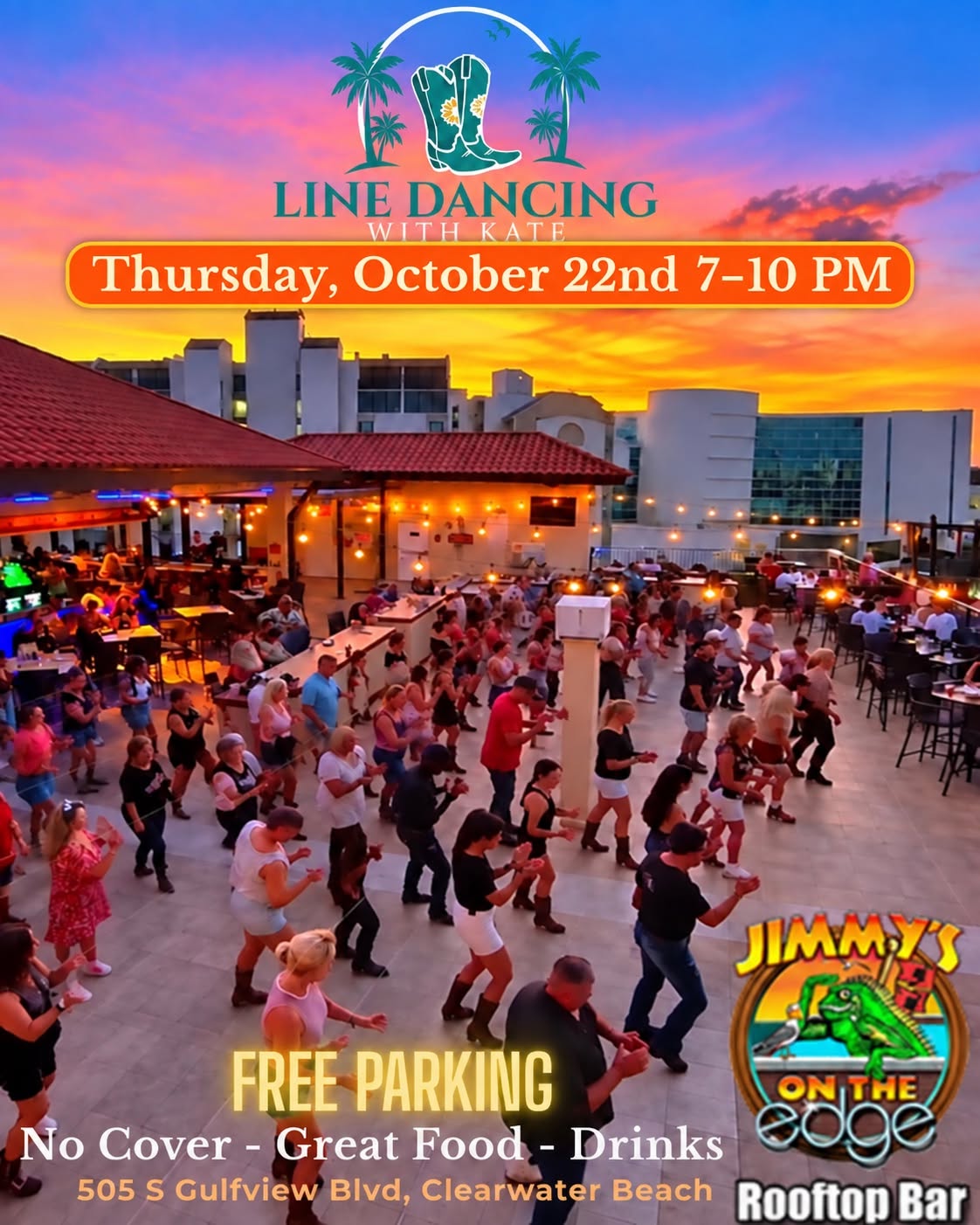 Rooftop Line Dancing with Kate at Jimmy’s on the Edge