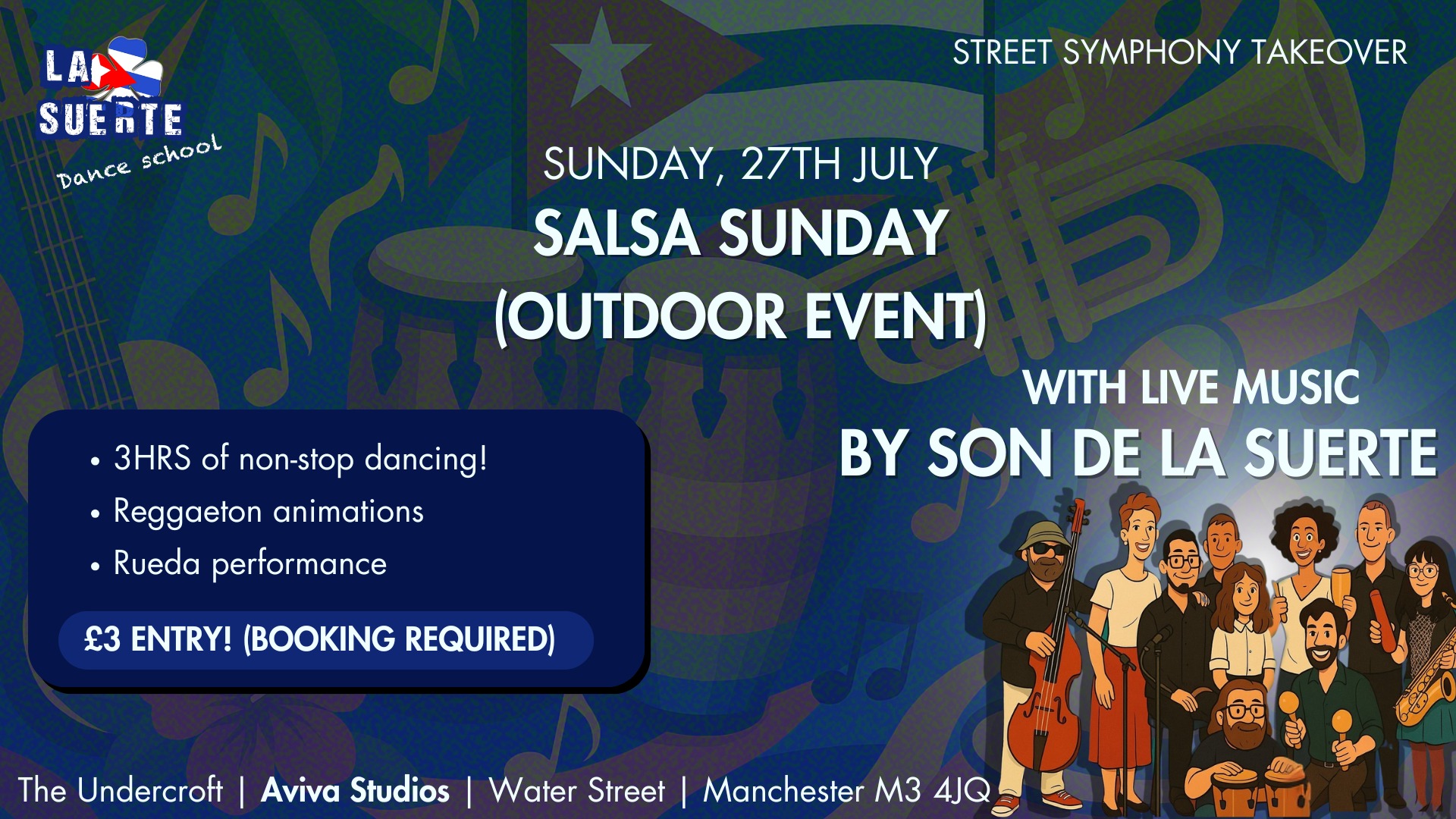 Salsa Sunday Live music by Son De La Suerte OUTDOOR EVENT!