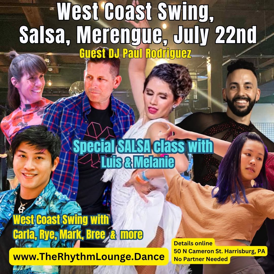 Wednesdays: Salsa, Bachata, Latin Sampler, & West Coast Swing The Rhythm Lounge