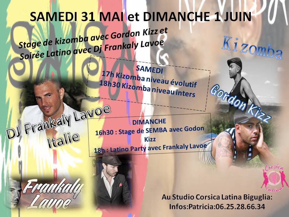 Samedi 31 mai et dimanche 1 juin LATINO PARTY et STAGE DE KIZOMBA