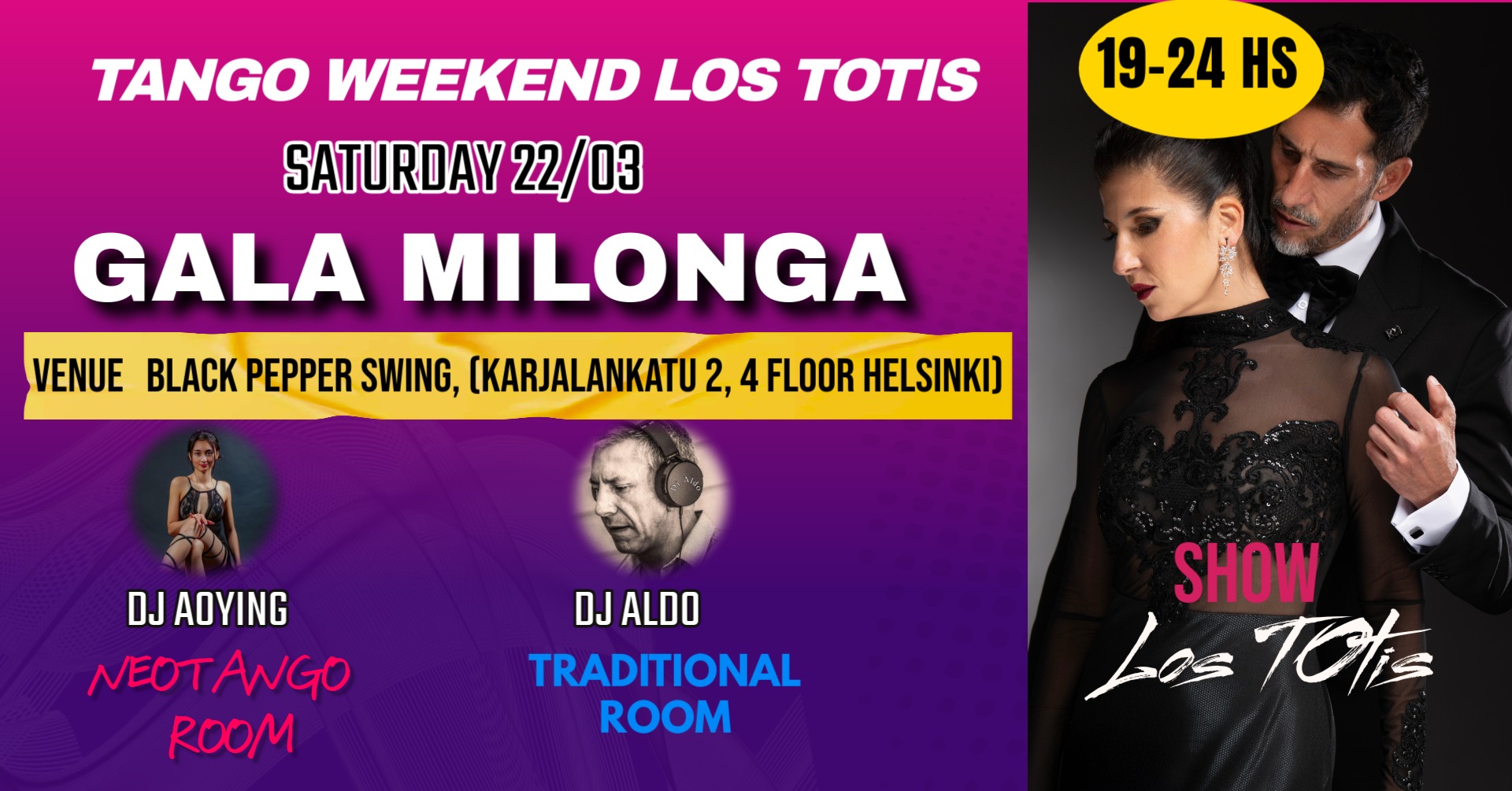 TANGO WEEKEND WITH LOS TOTIS-SATURDAY GALA MILONGA-