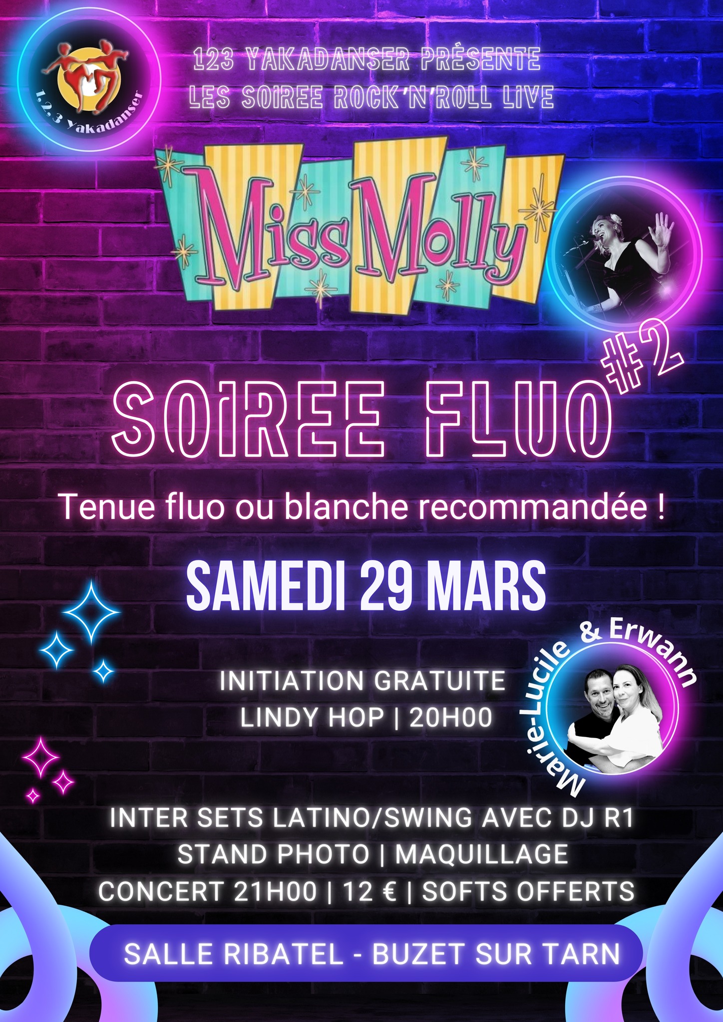 Soirée Fluo Rock'n'Roll Live avec Miss Molly
