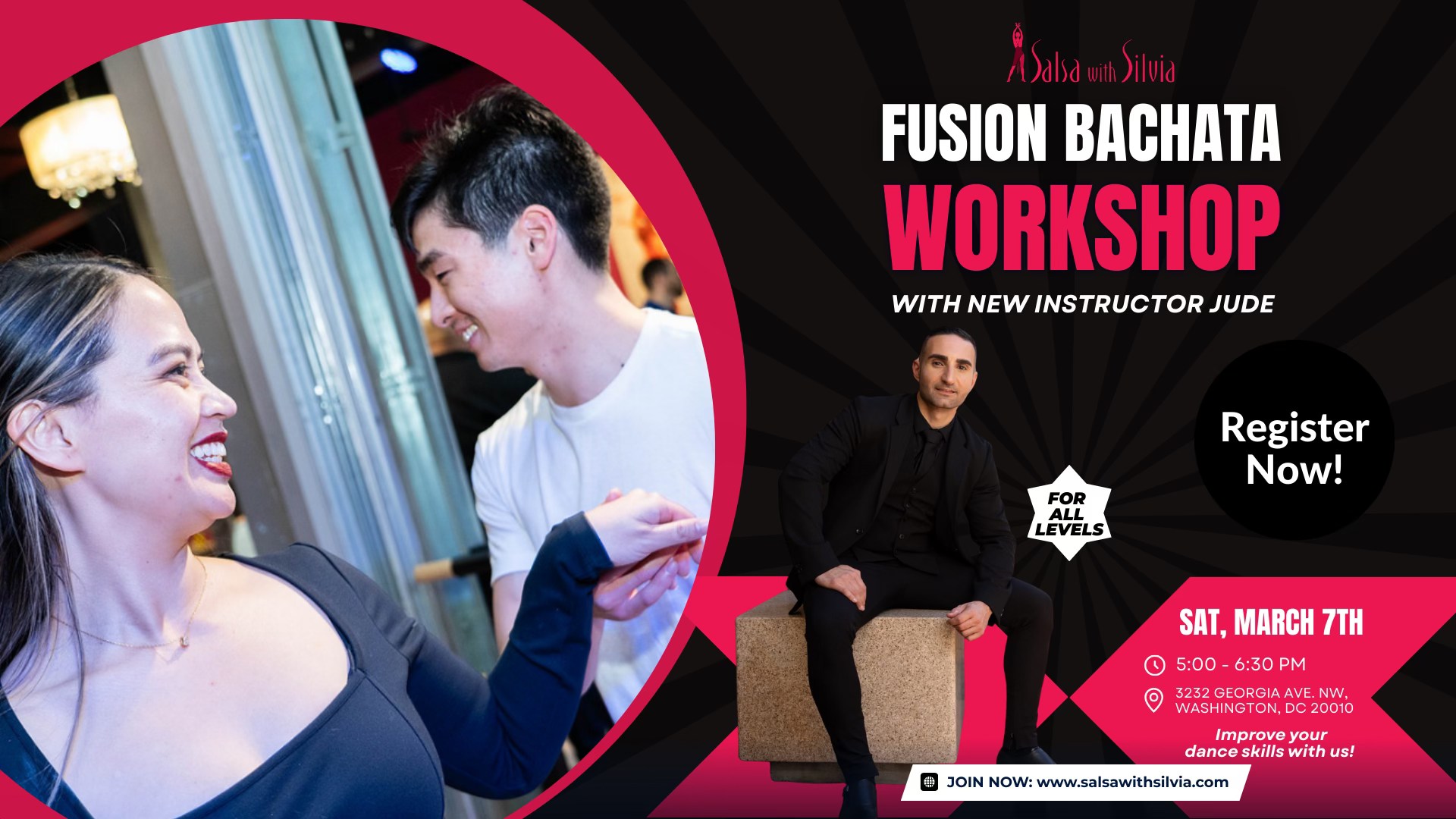 A 90-min Fusion Bachata Workshop with Jude