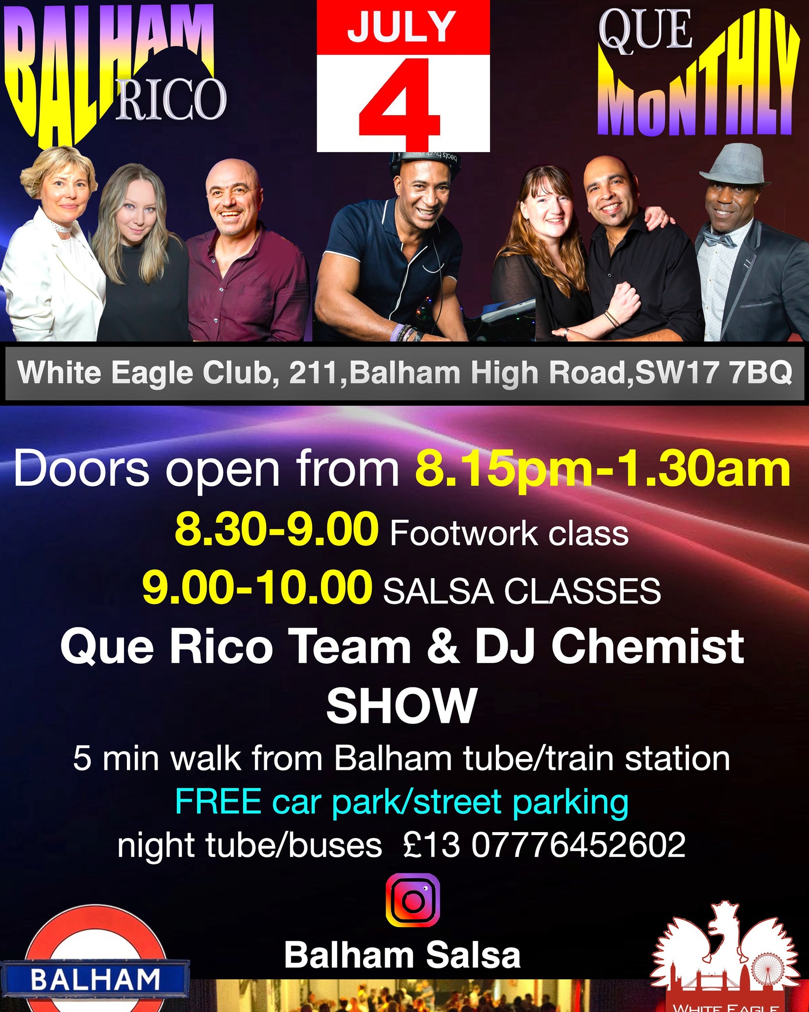 Que Rico Balham Monthly Party