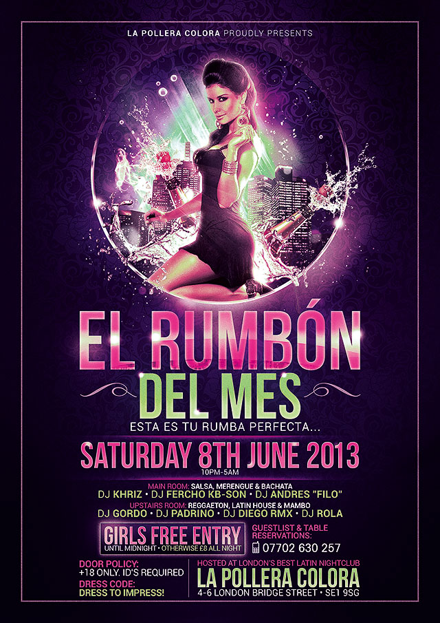 EL RUMBÓN DEL MES ESTE SÁBADO 8 JUNIO @ La Pollera Colora - 7 Top DJs + 2 Ambientes!