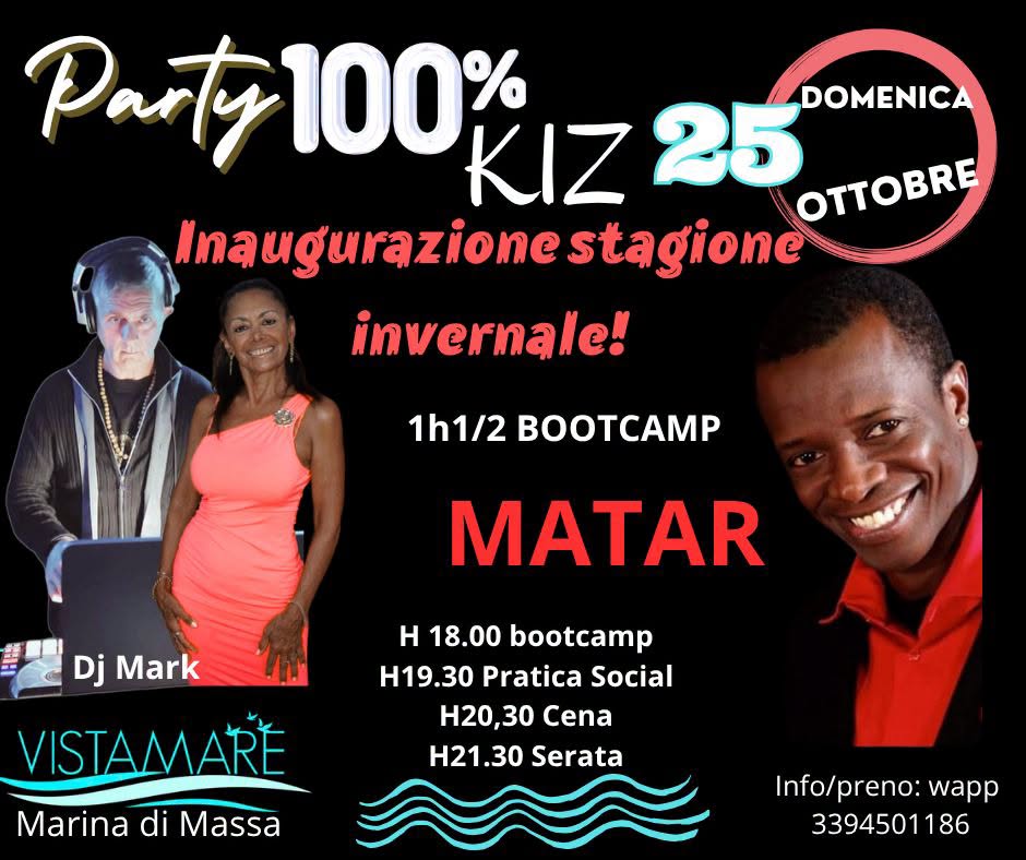 Party 💯% KIZOMBA🎊 INAUGURAZIONE Stagione invernale! Dom 25 Ottobre. VistaMare.