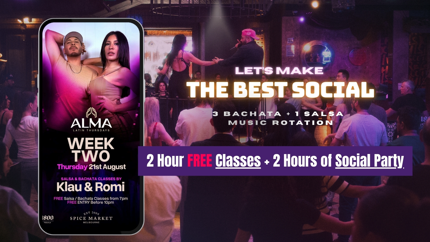 ALMA - Cuban Salsa & Bachata lessons + Social (FREE entry Thursday Night)