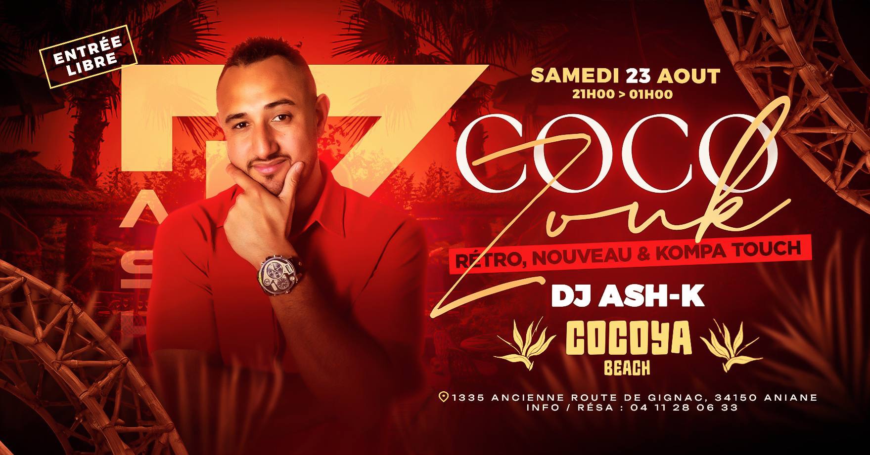 COCO’ZOUK 🌴 SAMEDI 23 AOÛT ~ DJ ASH-K