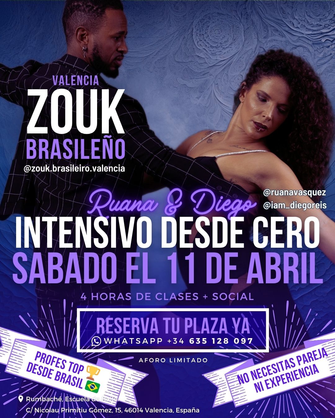 Intensivo DESDE 0 Zouk Brasileño Sábado 11 abril 2026