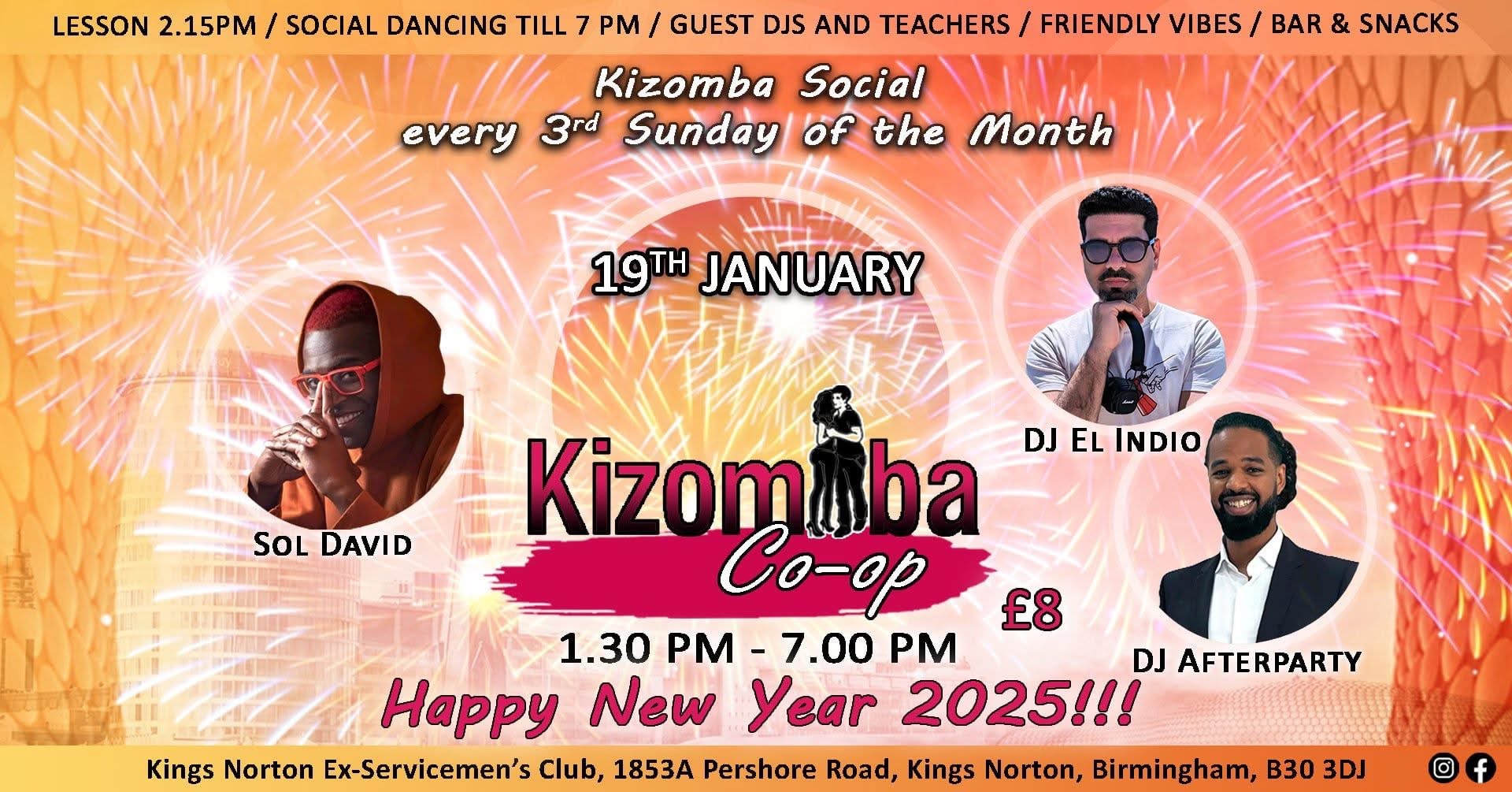 Kizomba CoOp 19th Jan. Teaching Sol David. Dj El Indio& Dj Afterparty.