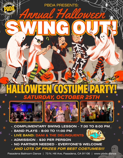 Halloween Costume Dance w Dani & The Delinquents THIS SATURDAY NIGHT, OCT. 25th, at PBDA!