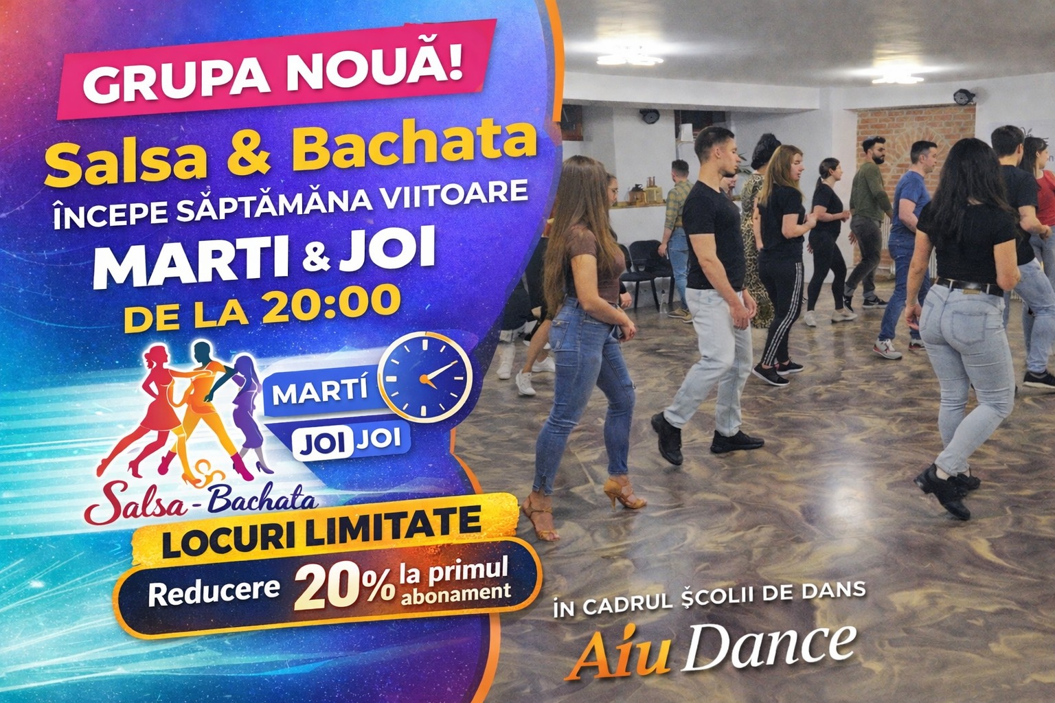 Grupa Nouă Salsa & Bachata Ședință DEMO Gratuită