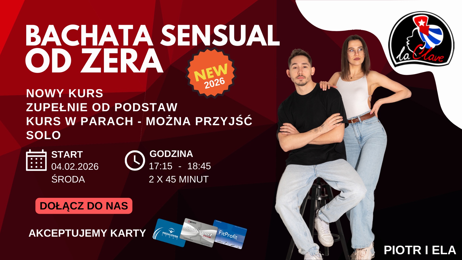 BACHATA SENSUAL OD ZERA z Elą i Piotrem NOWY KURS START 4.02.2026