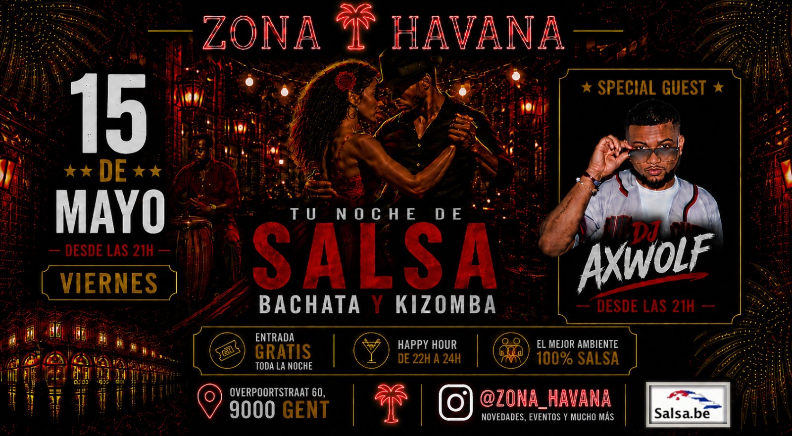 FREE SALSA BACHATA KIZOMBA PARTY NEXT FRIDAY IN GHENT