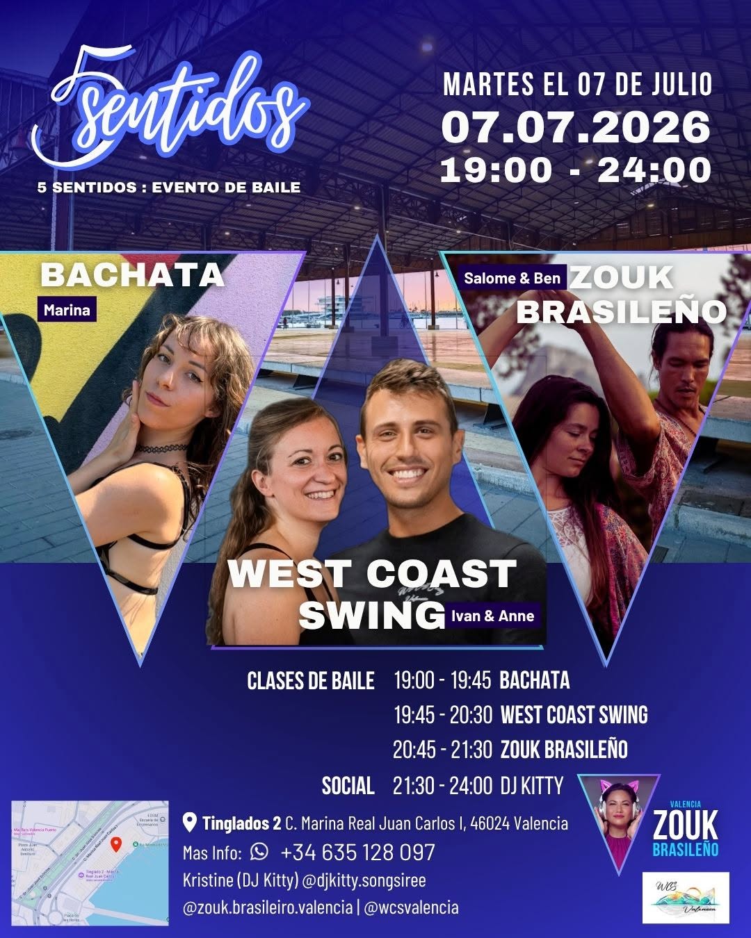 5 Sentidos : Evento de Baile : Bachata, Zouk, WCS