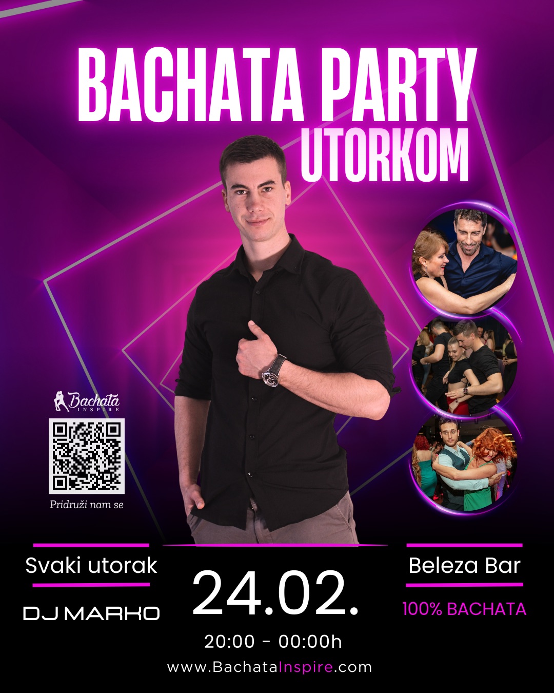 ‼️💯 Bachata Party UTORKOM 💜 24.02. Beleza Bar
