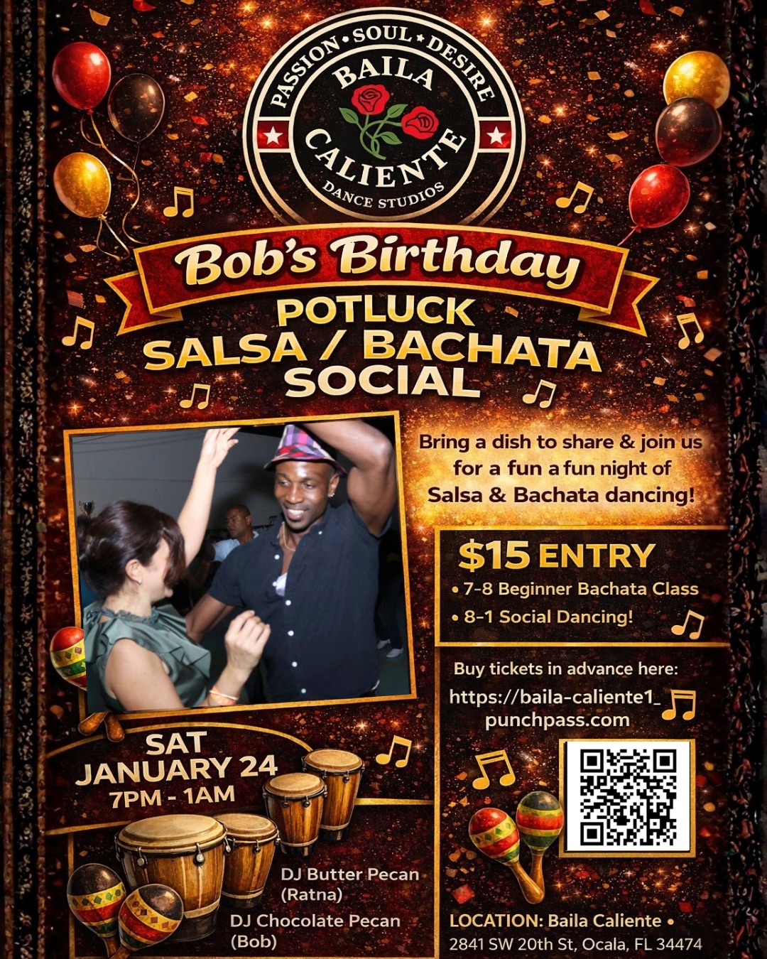 Bobs birthday potluck salsa bachata social