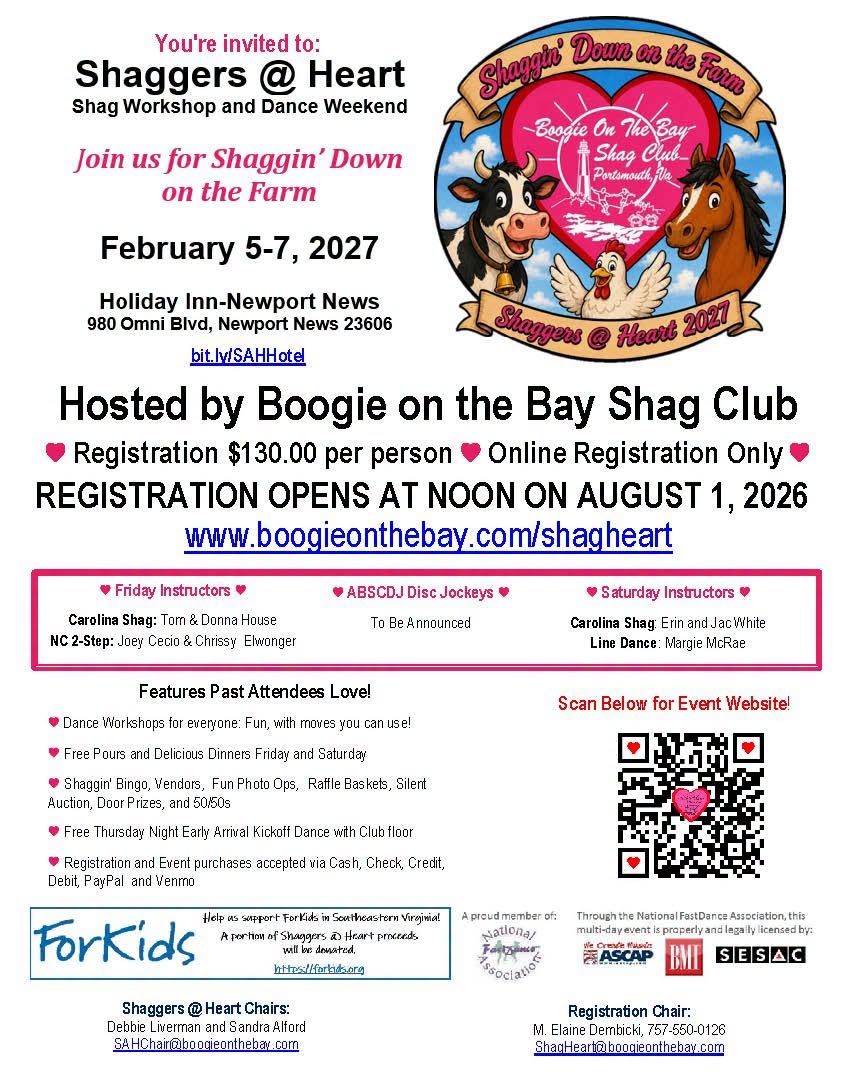 SAVE THE DATE - Shaggers @ Heart Registration Opens Noon on August 1st!