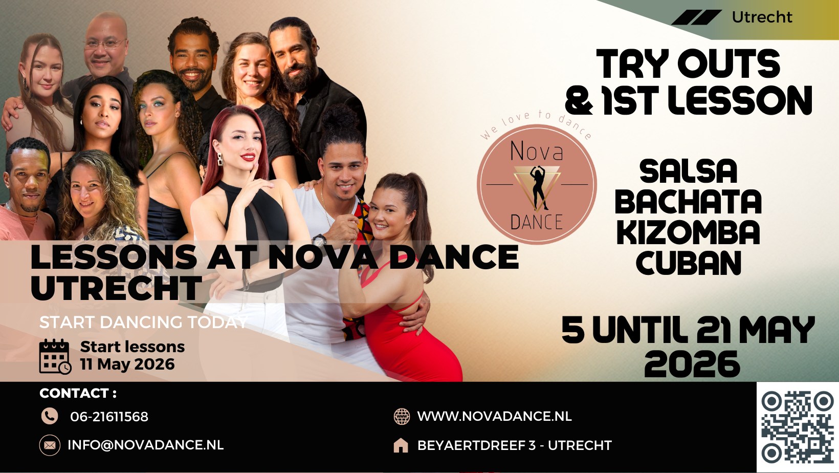 Proefles & start 1e lesweek: Cuban Salsa, Bachata Sensual Influence, Kizomba & Salsa LA