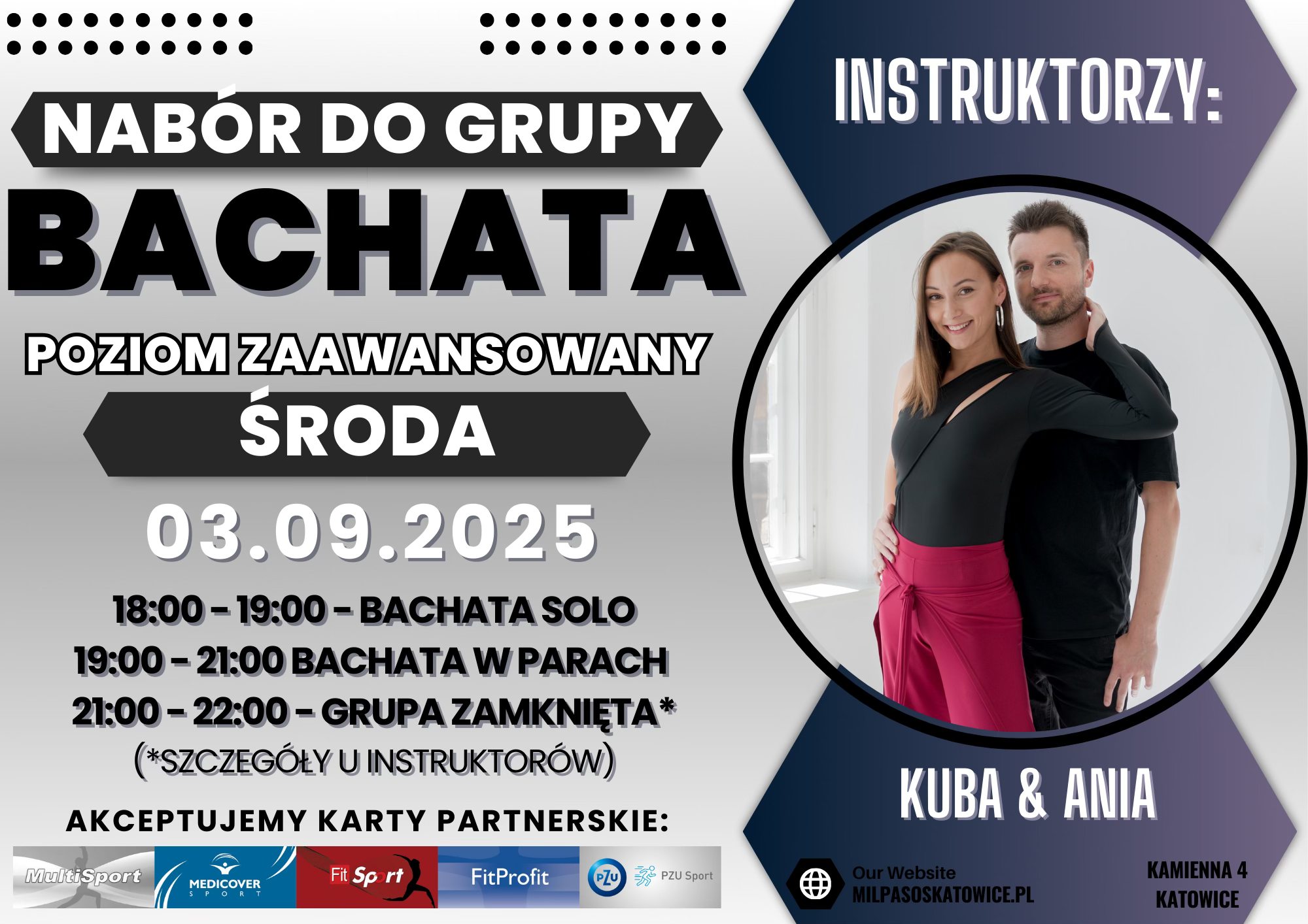 NABÓR DO GRUPY ZAAWANSOWANEJ BACHATA! ŚRODA 18:00-22:00 3.09.25!