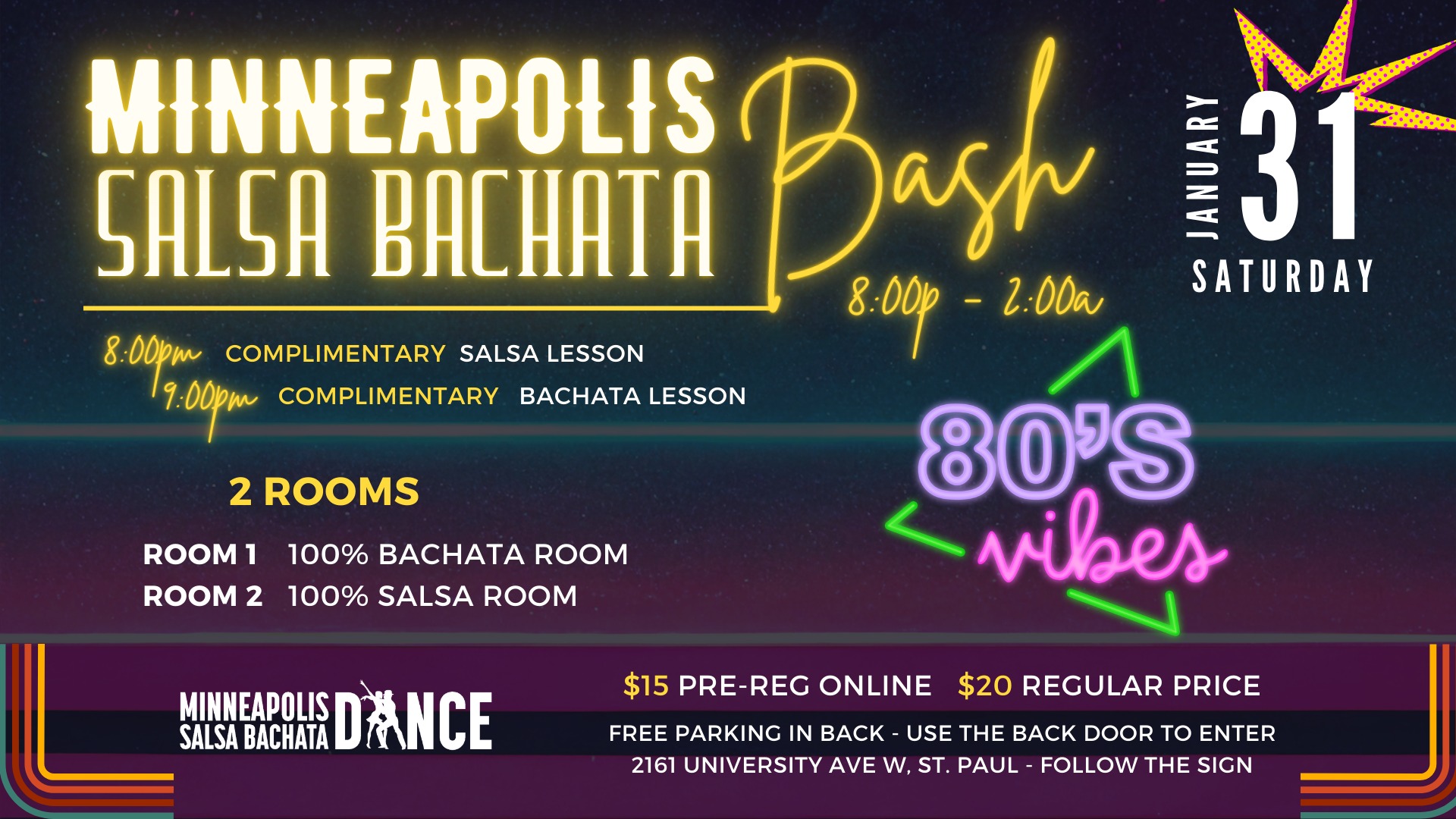 MINNEAPOLIS SALSA BACHATA BASH 80s Vibes