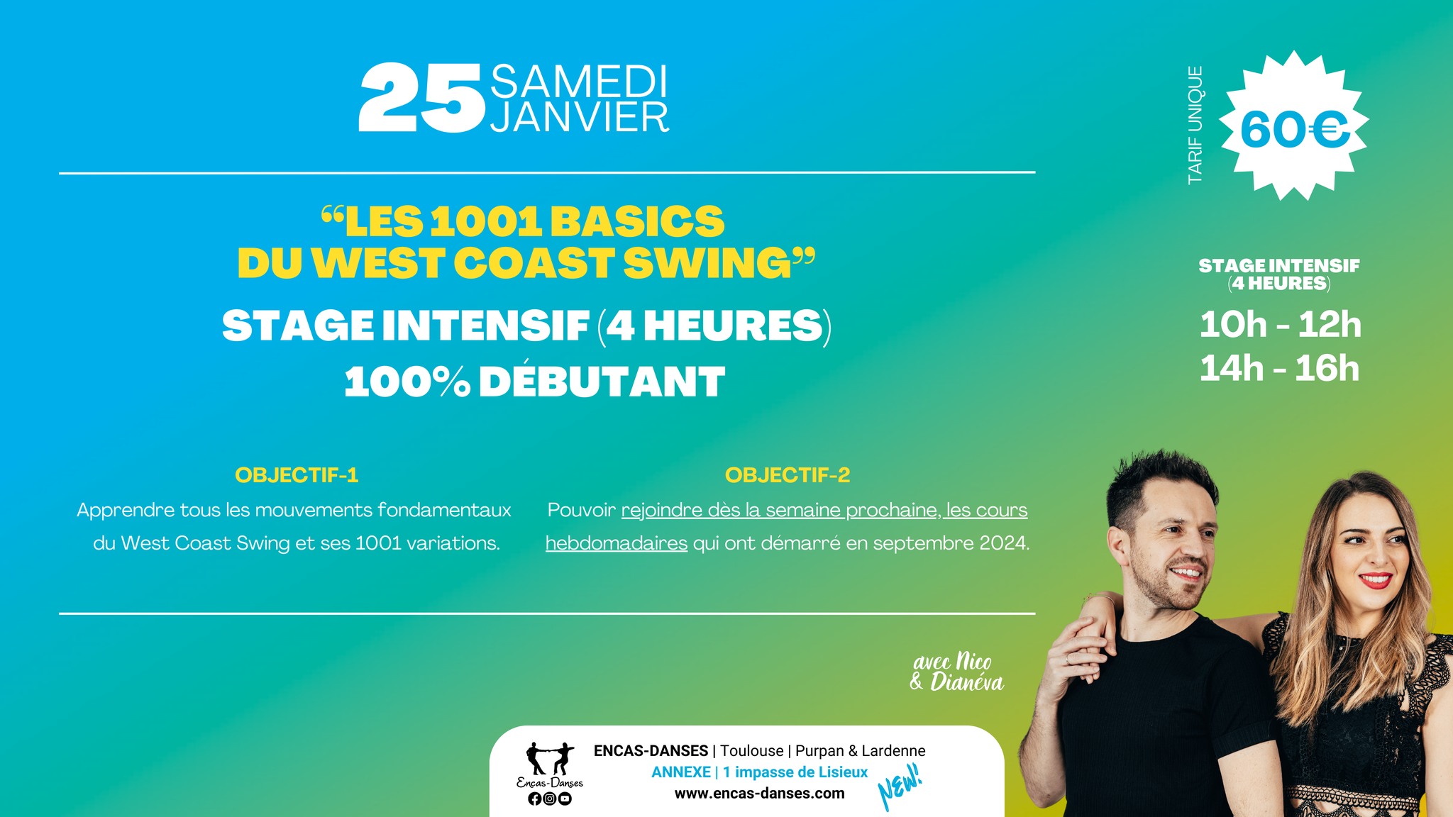 Stage Intensif 100% Débutant - Les 1001 Basics du West Coast Swing