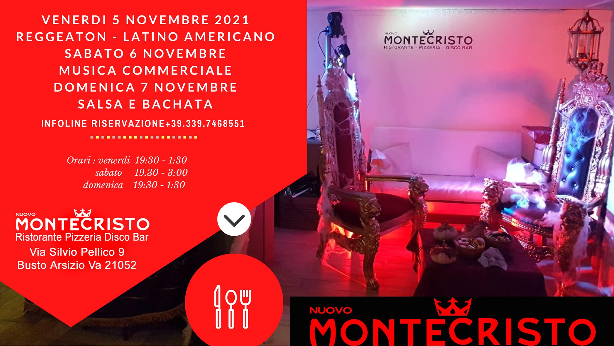 Nuovo Montecristo Venerdì 5 Sabato 6 Domenica 7 Novembre