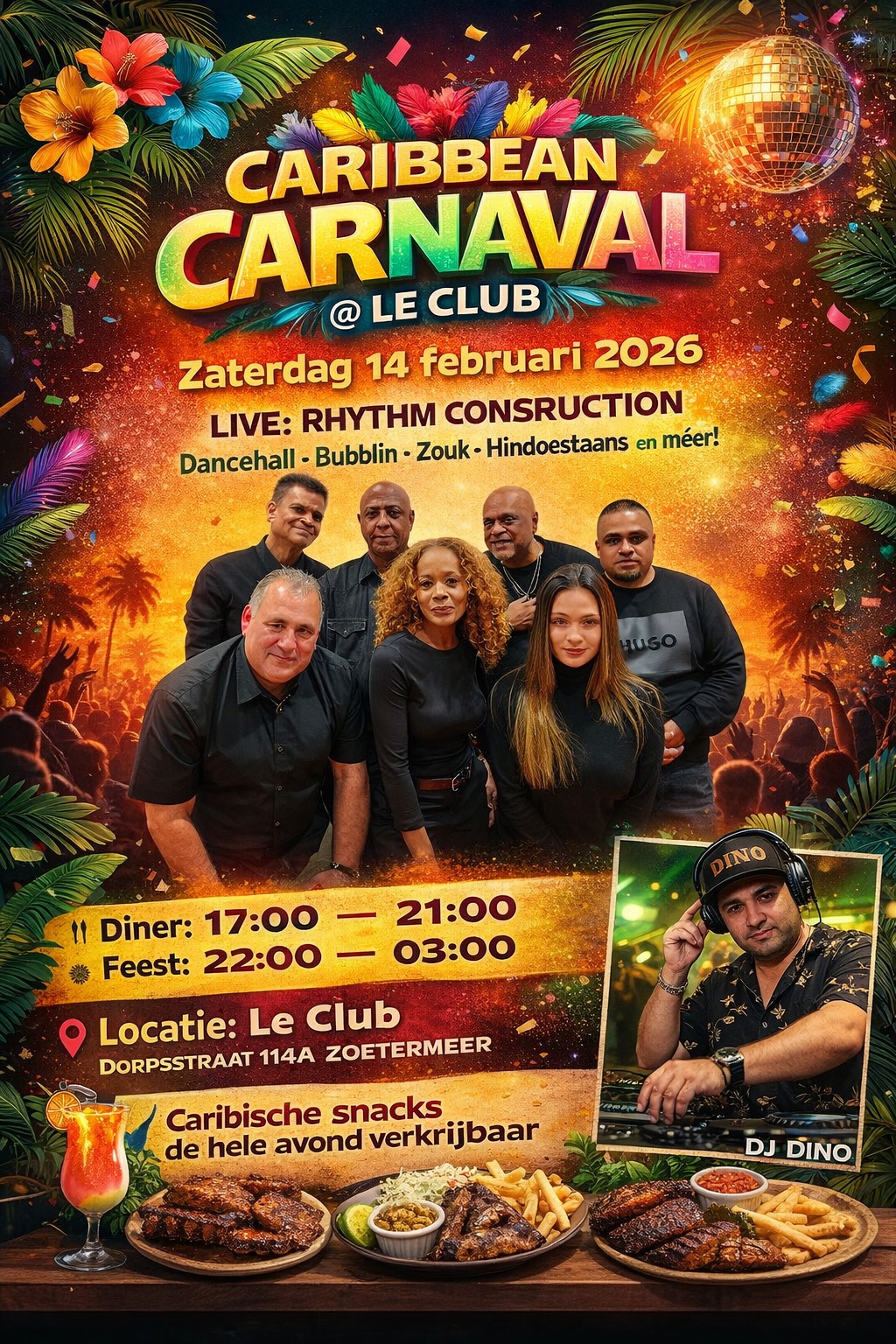 CARIBBEAN CARNAVAL met Live: Rhythm Construction