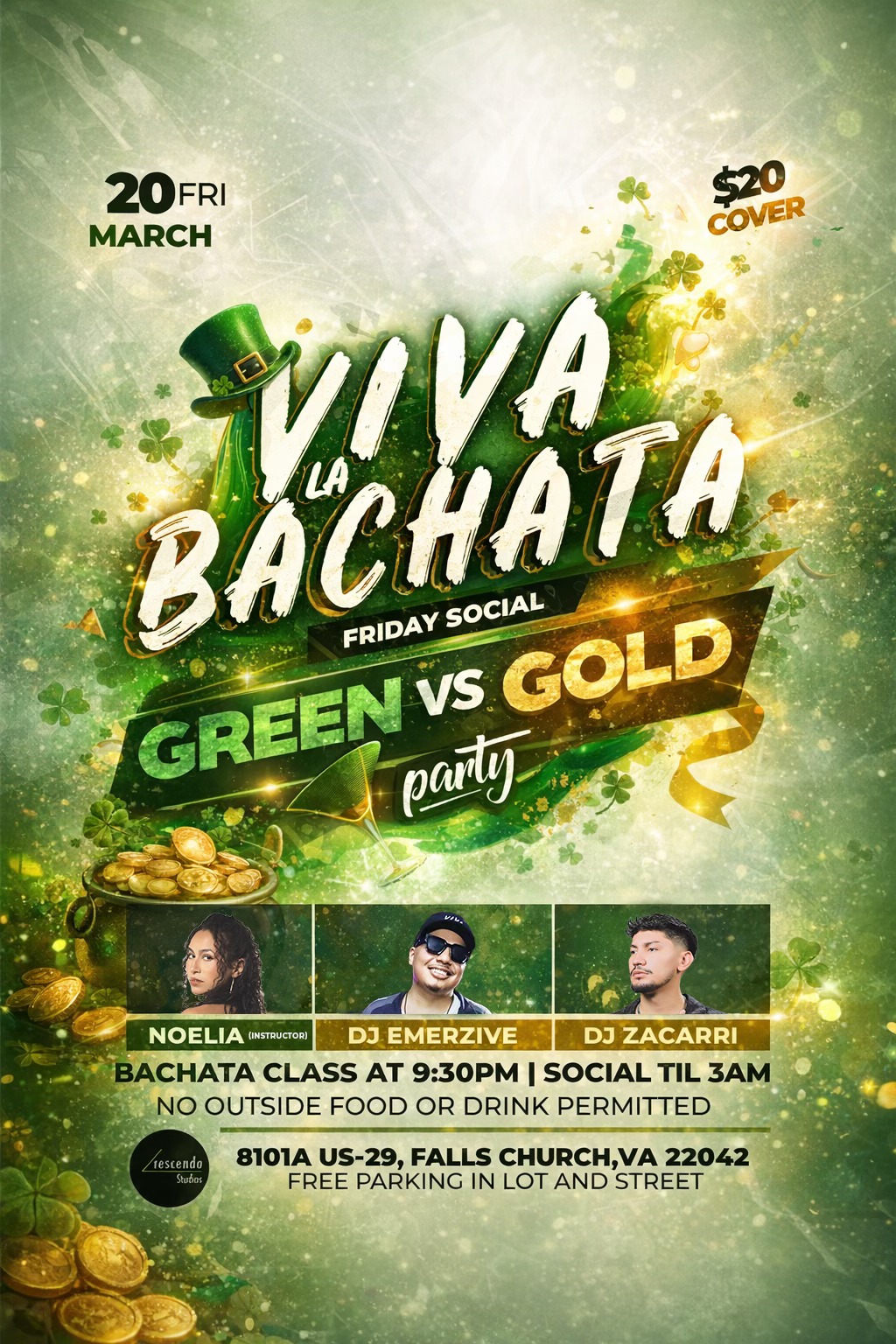 ☘️Viva La Bachata Friday Social - Green vs Gold⚜️