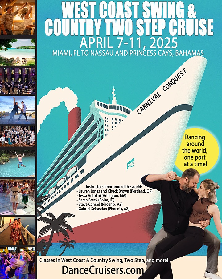 West Coast Swing and Country Two Step 4-day Cruise from Miami to the Bahamas - April 7-11, 2025