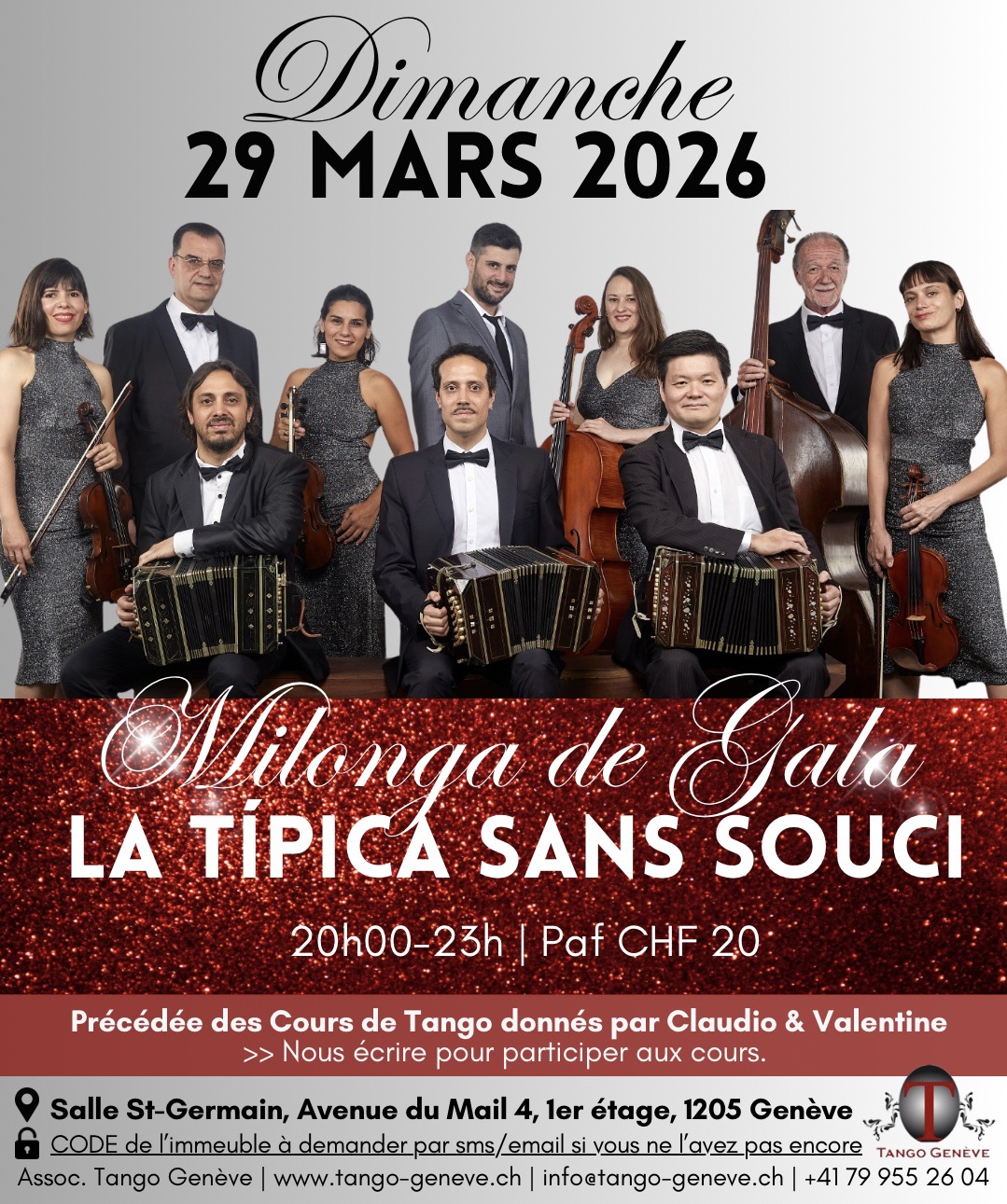 MILONGA DE GALA avec l’Orquesta típica SANS SOUCI